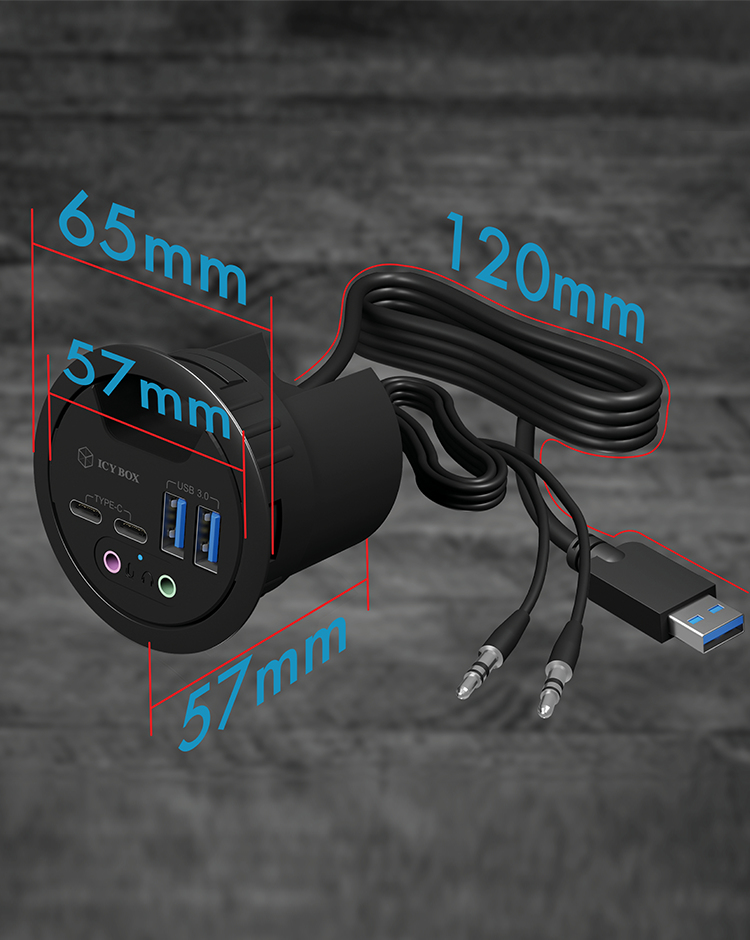 4-Port IcyBox USB 3.0 IB-HUB1403B Tischeinbau