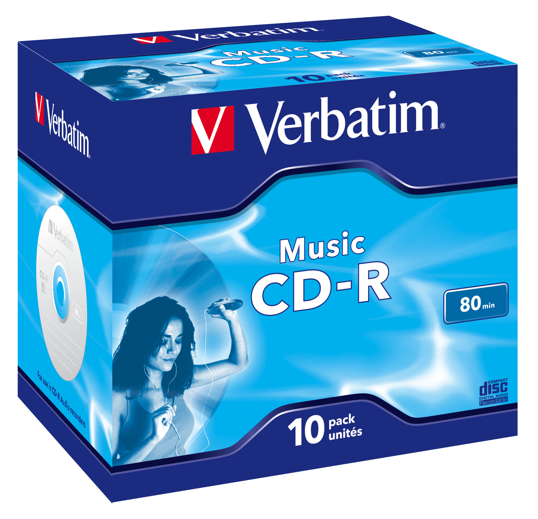 1x10 Verbatim CD-R 80 / 700MB Audio Color Live it Jewel Case