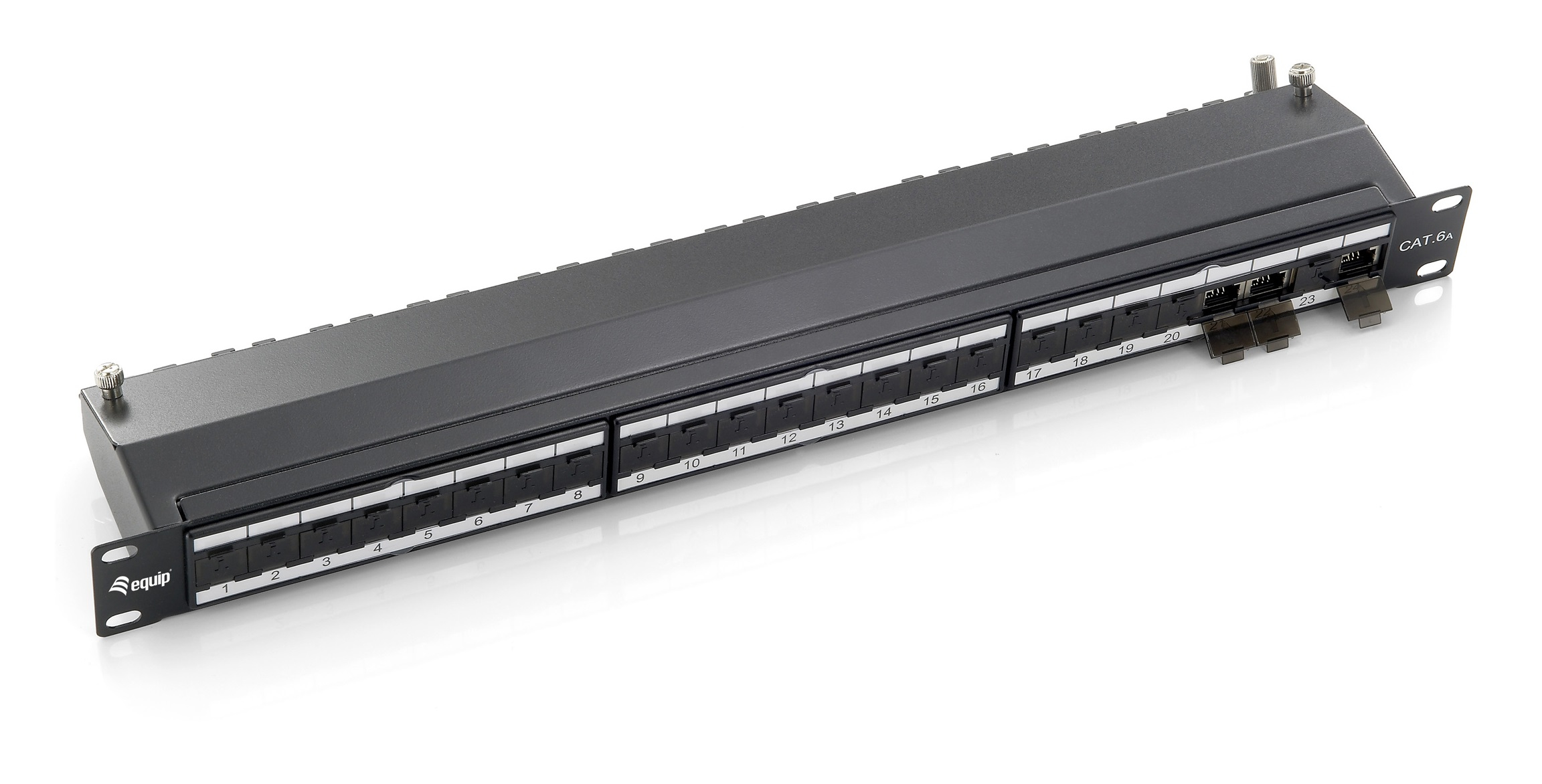 19" Patchpanel 24xRJ45 Cat6a FTP 1U 500MHz RAL9005