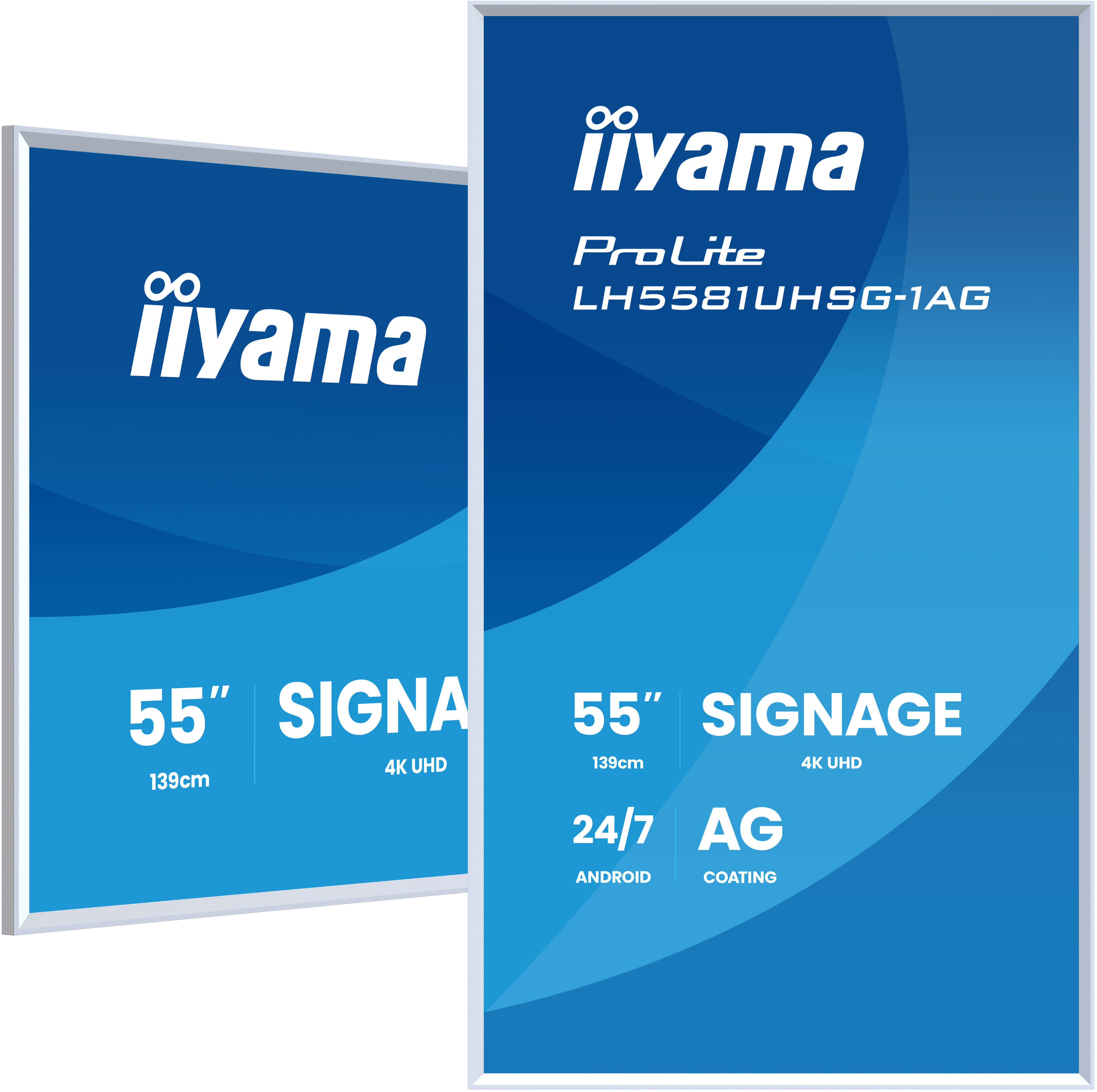 139,0 cm/54,6" (3840×2160) iiyama ProLite LH5581UHSG-1AG 16:9 VA 6,5 ms 60 Hz 500 cd/m² 24/7 HDMI×2 USB-C RJ45 RS-232c Speakers VESA White