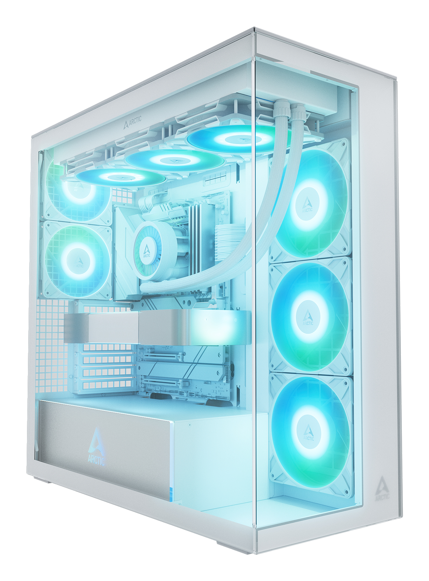 Arctic Xtender (White) transparent window w/o GPU vertical mount