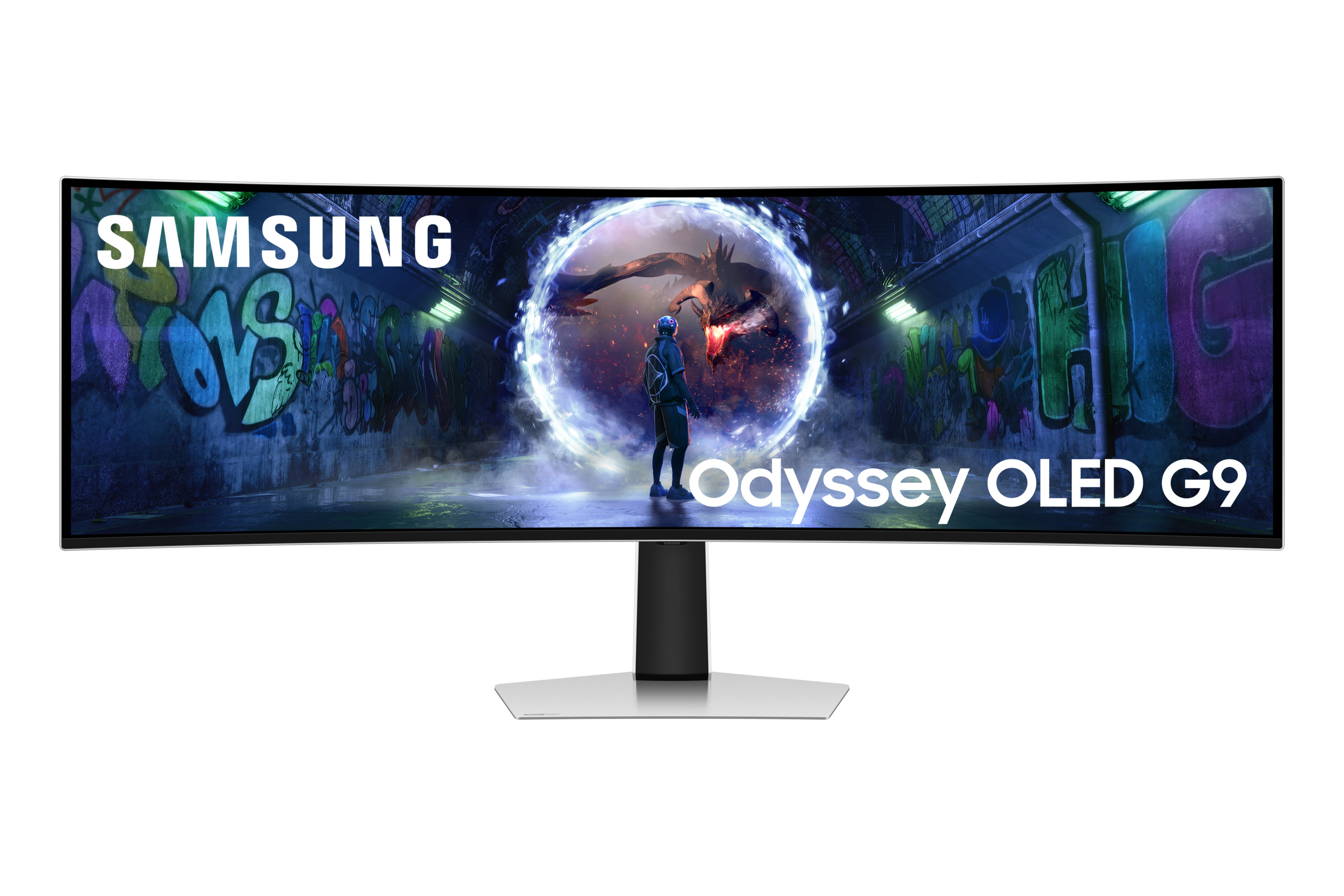 124,0cm/49" (5120x1440) Samsung Odyssey G9 G93SD S49DG934SU 32:9 OLED 0,03ms 240Hz DisplayPort HDMI Micro-HDMI VESA HDR FreeSync G-Sync Silvr