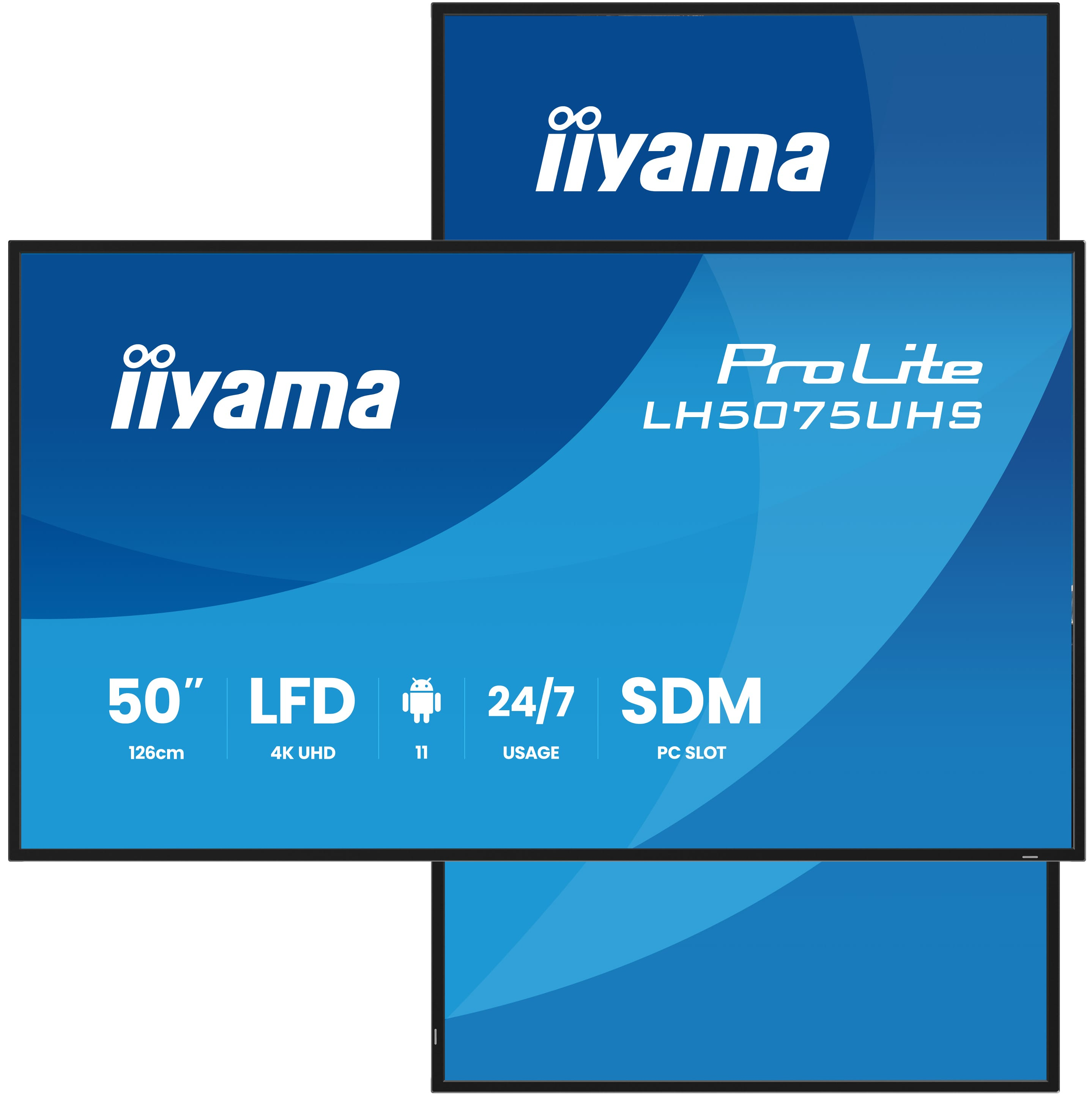 125,7 cm/49,5" (3840x2160) iiyama ProLite LH5075UHS-B2AG 16:9 VA 9,5 ms 60Hz 500 cd/m² 24/7 HDMI×3 DisplayPort USB WiFi SDM-Slot VESA Black