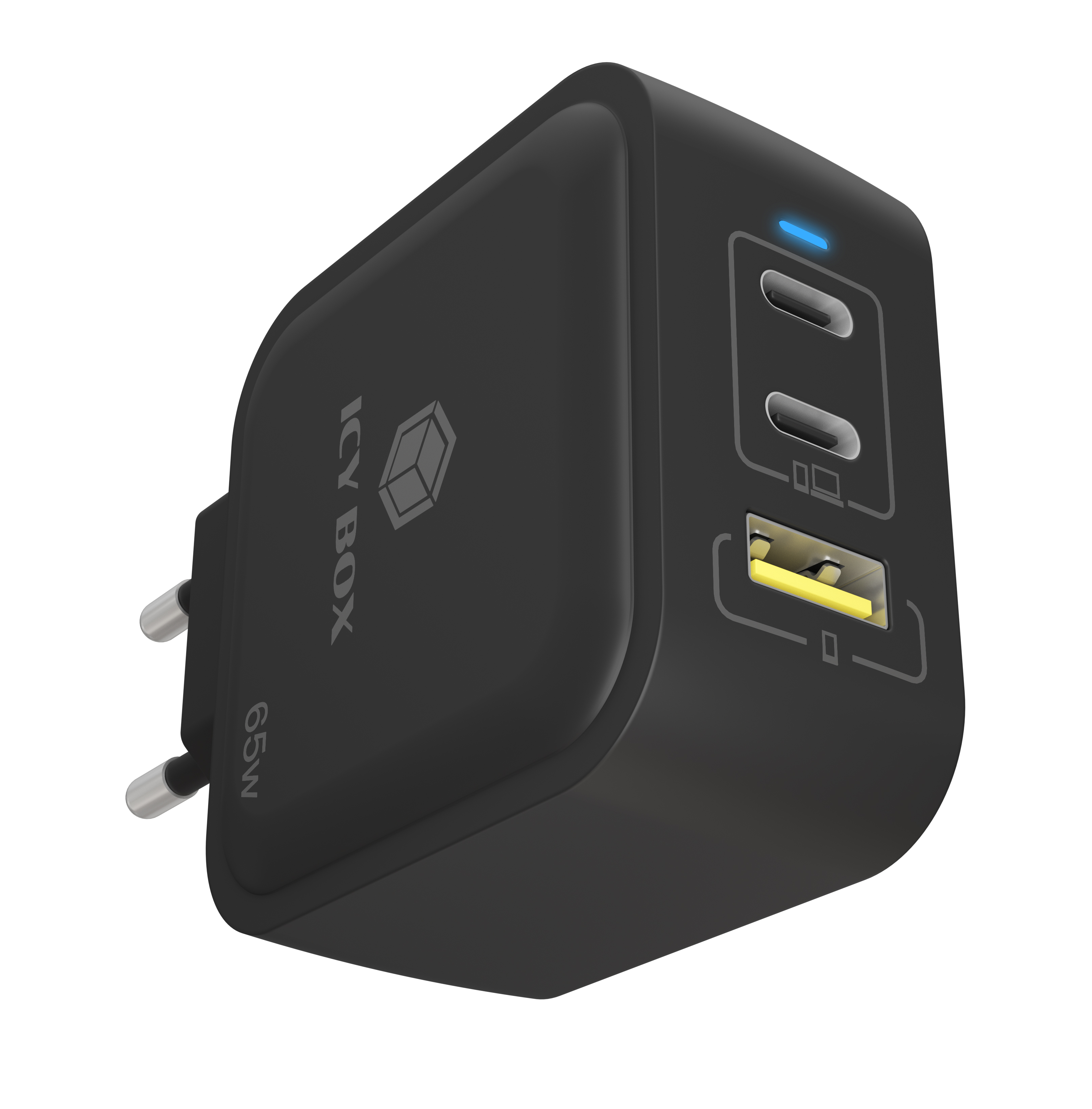 3-Port IcyBox 65W GaN mit PD 3.0